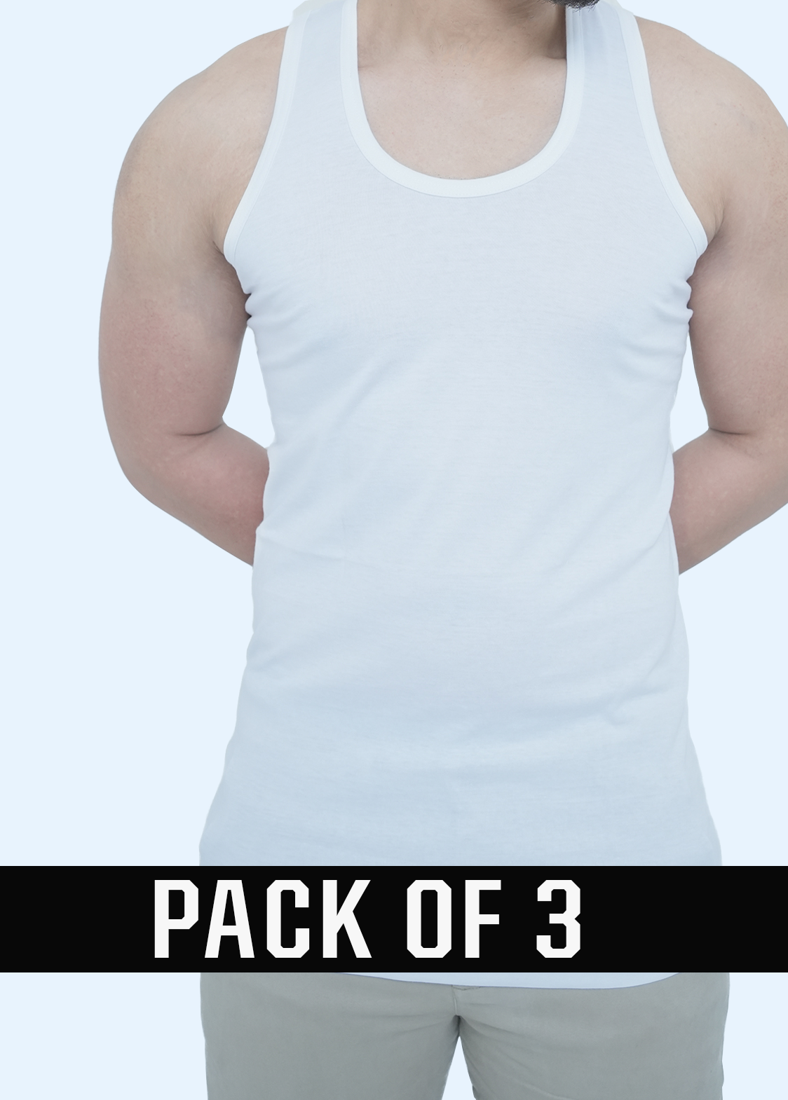 Pack of 3 Sleeveless Men's Vest Tehzeeb Gold White