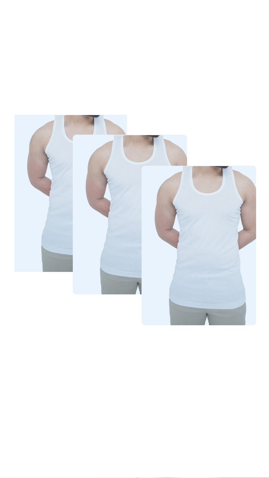 Pack of 3 Sleeveless Men's Vest Tehzeeb Gold White