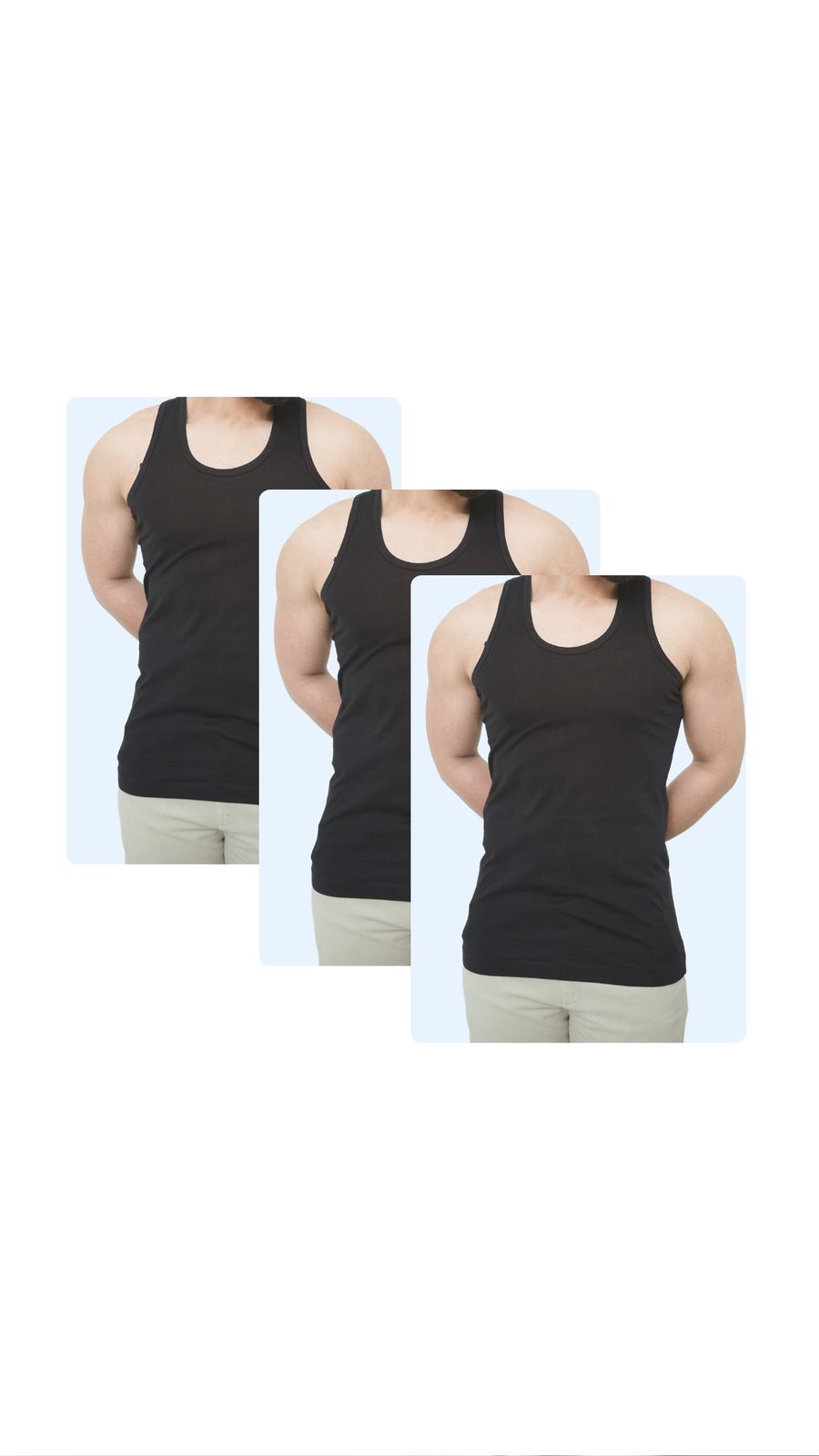 Pack of 3 Sleeveless Men's Vest Tehzeeb Gold Black